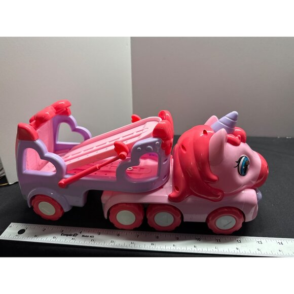 Pink Unicorn Toy Truck With Heart Details & Ramps Working Sounds and Lights - Picture 3 of 13